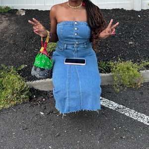 Strapless denim dress